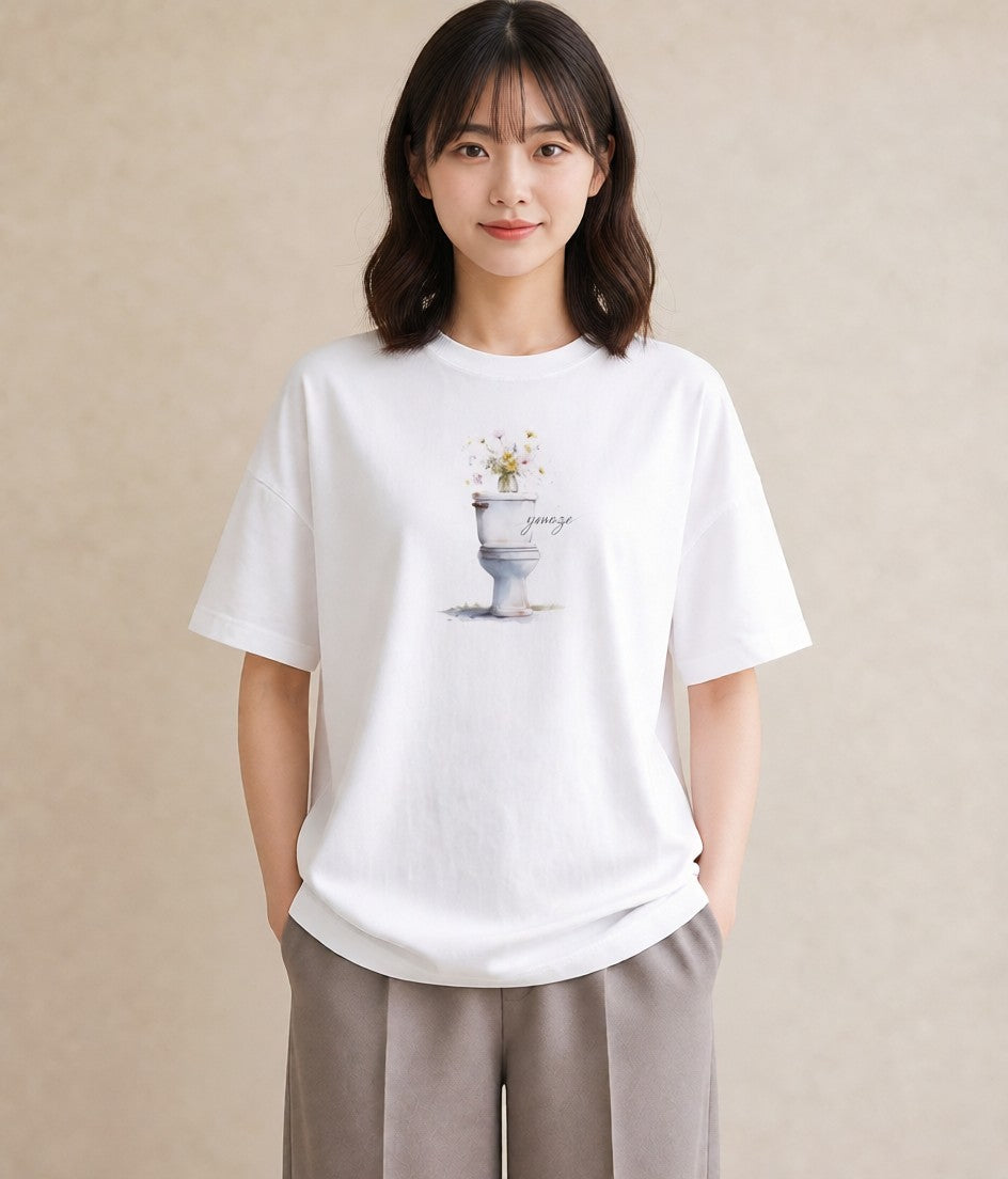 デザインTシャツ レディース ポスト 野の花 レトロ ナチュラル アンティーク イラスト お洒落 休日 ペアコーデ 白T