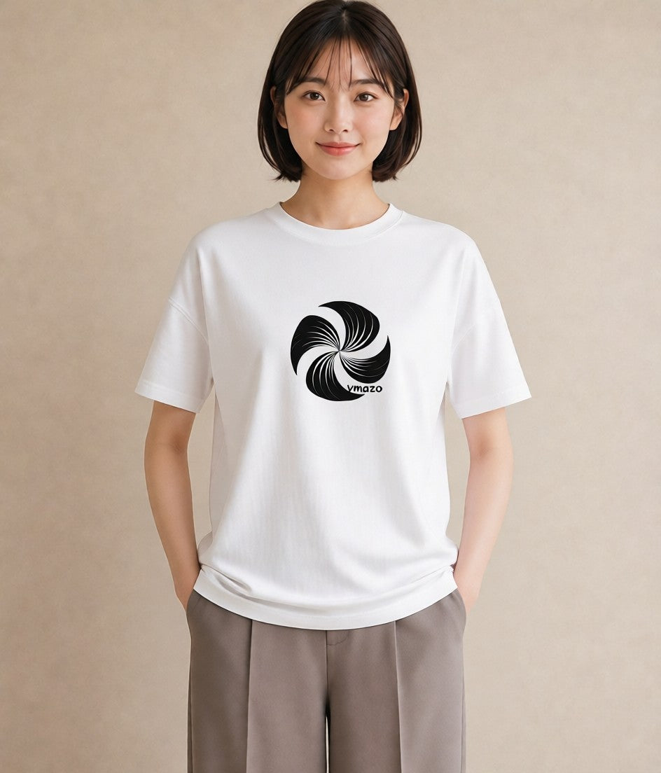 グラフィックTシャツ レディース 扇子 そよ風 ナチュラル アンティーク イラスト カフェコーデ ママ カフェ服 白T