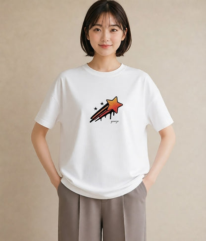 デザインTシャツ レディース 星 星空 宇宙 イラスト カフェコーデ 在宅 公園 白T
