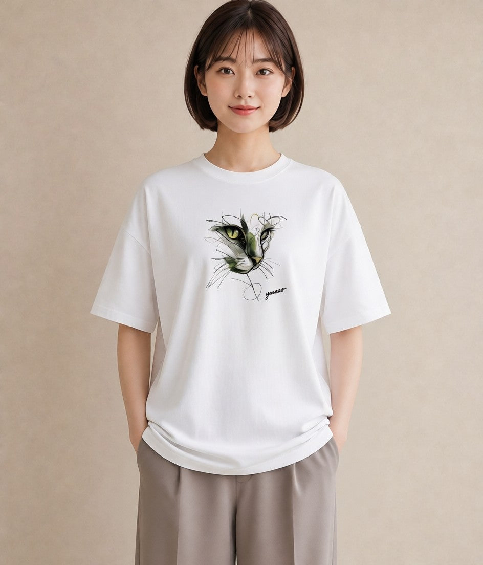グラフィックTシャツ レディース スフィンクス 猫 ねこ イラスト きれいめ ルームウェア ギフト 白T