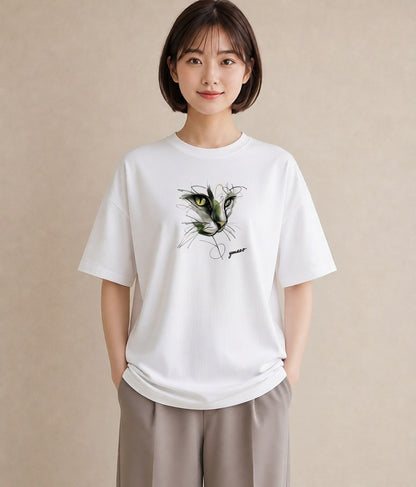グラフィックTシャツ レディース スフィンクス 猫 ねこ イラスト きれいめ ルームウェア ギフト 白T