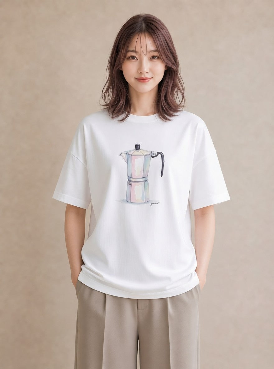 Tシャツ レディース コーヒー カフェ 珈琲 イラスト 旅行 母娘コーデ 白T