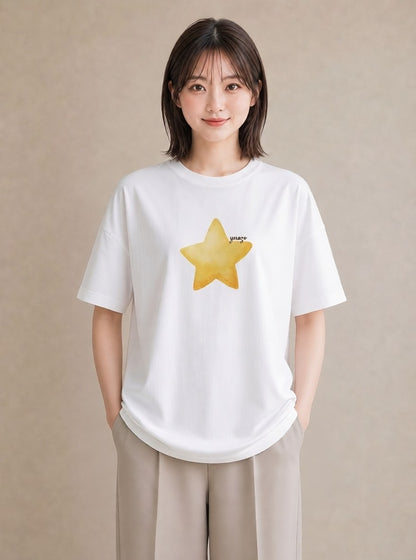 グラフィックTシャツ レディース 天の川 星空 宇宙 イラスト モード 在宅 公園 白T