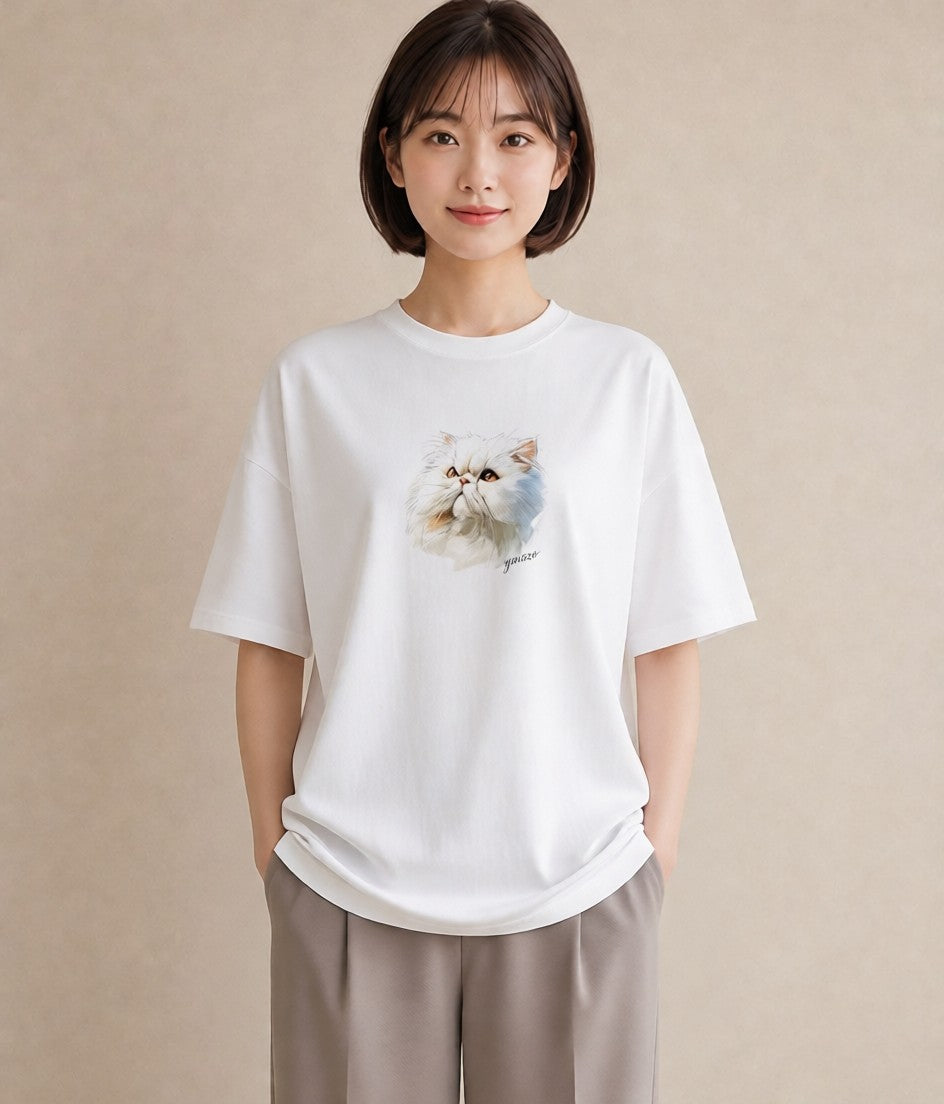プリントTシャツ レディース ラグドール 猫 ねこ イラスト モード ギフト 母の日 白T