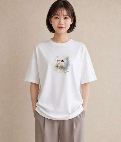 プリントTシャツ レディース ラグドール 猫 ねこ イラスト モード ギフト 母の日 白T