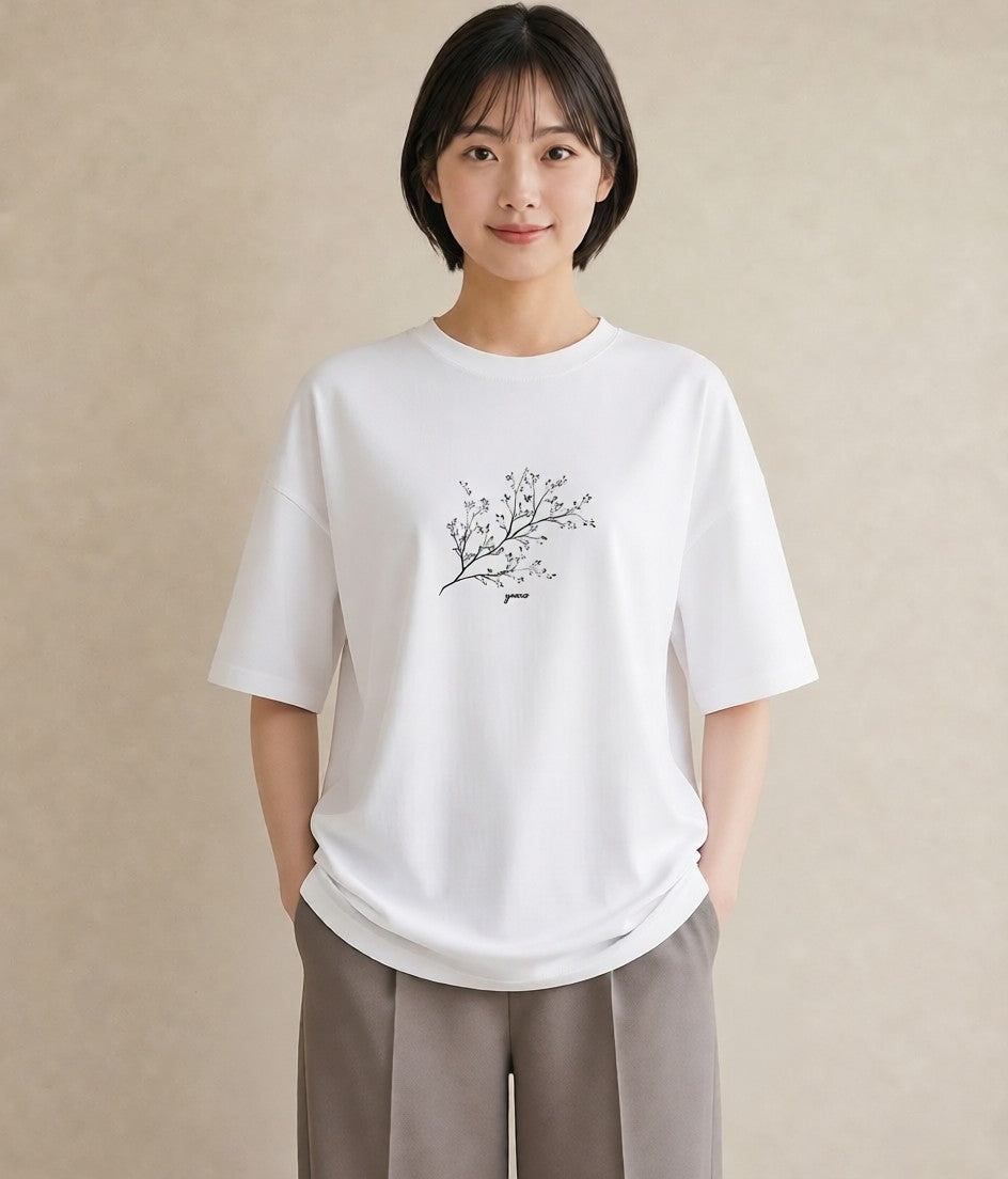 Tシャツ レディース さくら 桜 桜の枝 イラスト 韓国風 夏コーデ 通学 白T