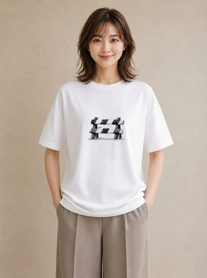 プリントTシャツ レディース 桟橋 水辺 波止場 ナチュラル アンティーク イラスト 手描き風 おしゃれギフト 社会人 白T