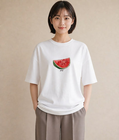 プリントTシャツ レディース パイナップル 食べ物 フード イラスト ラフカジュアル 女性 旅行用 白T
