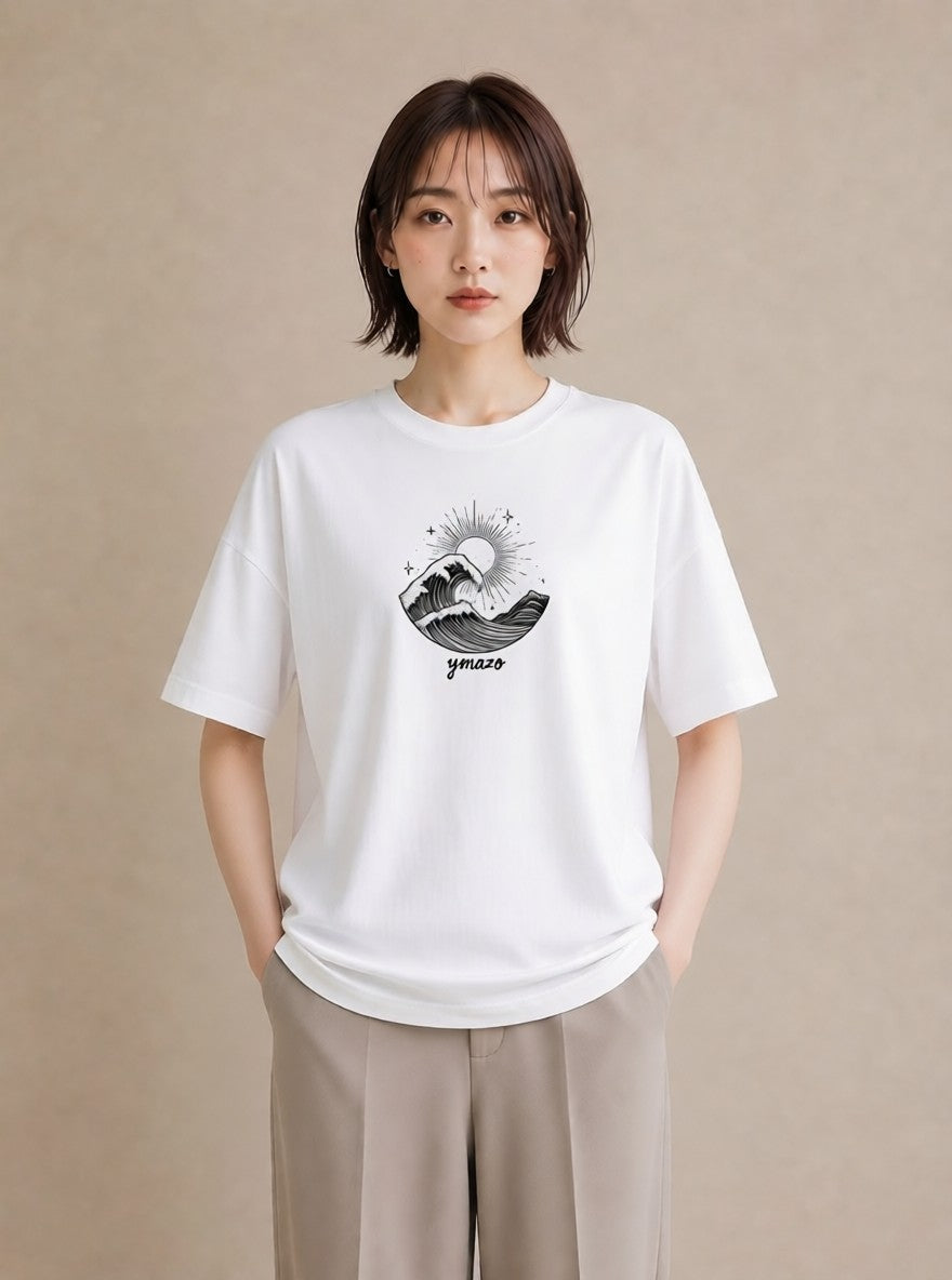 Tシャツ レディース 海 リゾート 夏 イラスト ユニーク 綿100 デート 白T