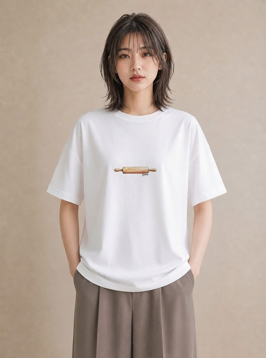 デザインTシャツ レディース パン 食べ物 フード イラスト 春服 ミセス 白T