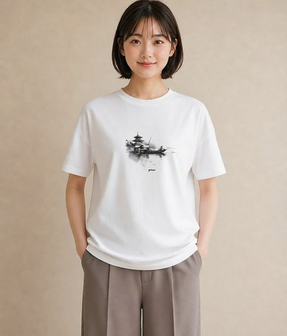 プリントTシャツ レディース 紙の船 水辺 ナチュラル アンティーク イラスト こなれ感 敬老の日 ホワイトデー 白T