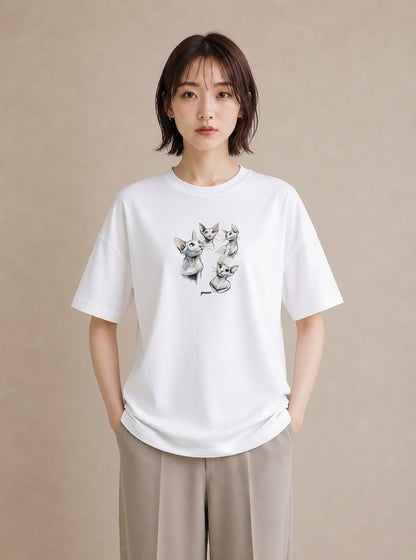 プリントTシャツ レディース シャム 猫 ねこ イラスト 上品 母の日 ビーチ 白T