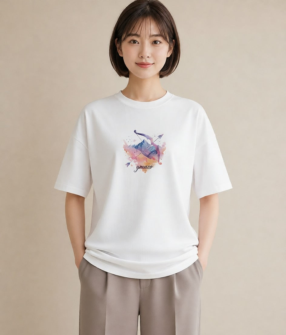 プリントTシャツ レディース 蟹座 星空 宇宙 イラスト こなれ感 秋コーデ おしゃれギフト 白T