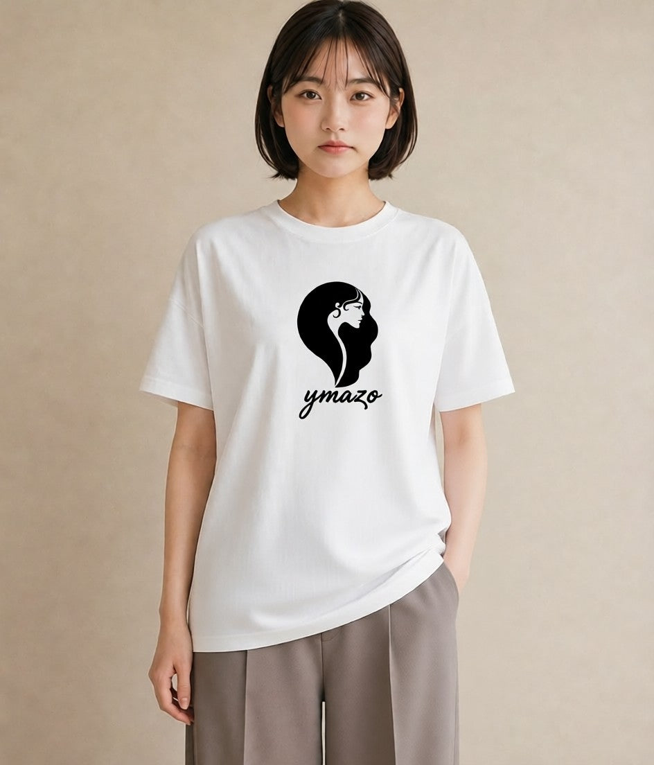 Tシャツ レディース 手鏡 アンティーク レトロ ナチュラル イラスト ニュアンス 通勤 在宅 白T
