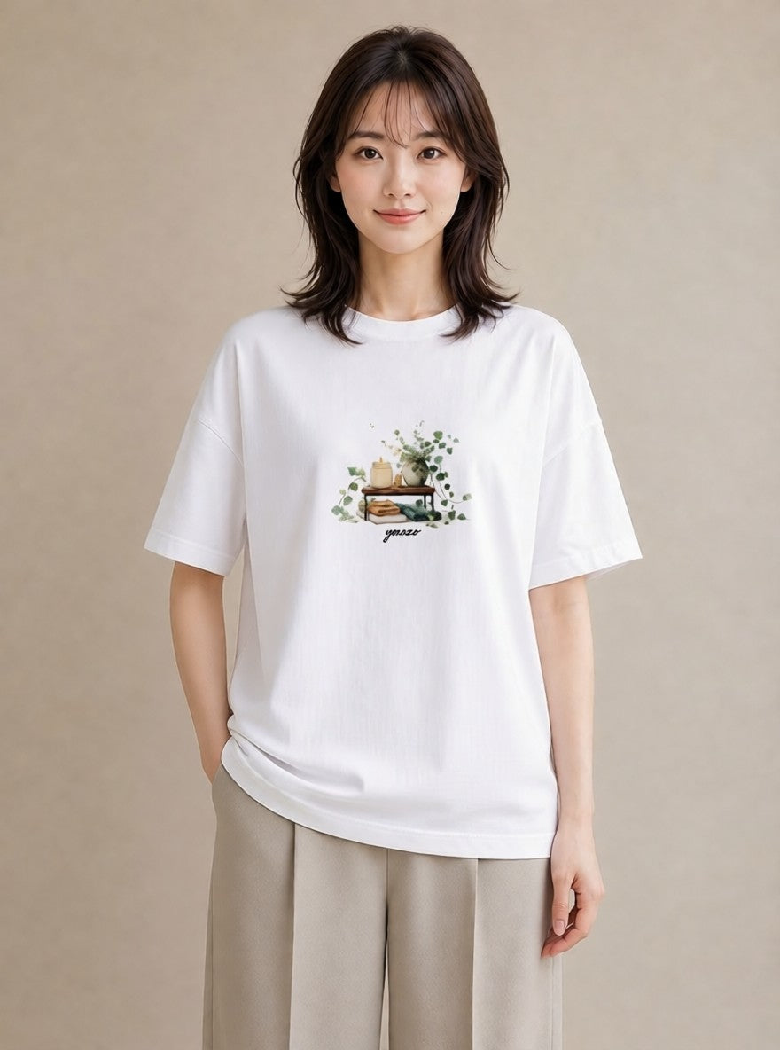 Tシャツ レディース 駅のホーム ローカル線 駅 ナチュラル アンティーク イラスト レトロ デイリーウェア 休日 白T