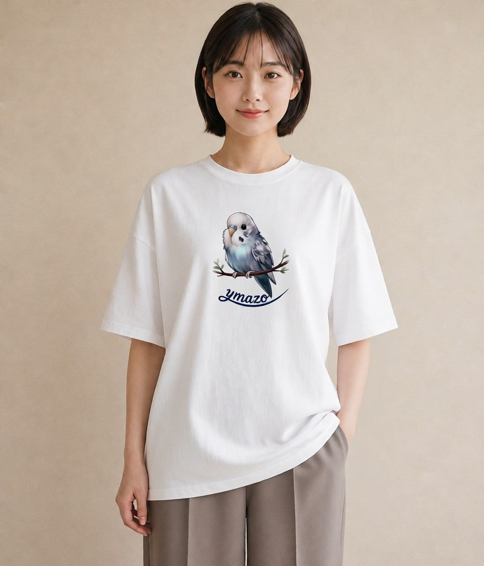 グラフィックTシャツ レディース 遠い家と鳥 風景 鳥 ナチュラル アンティーク イラスト 普段使い 海 カフェ巡り 白T