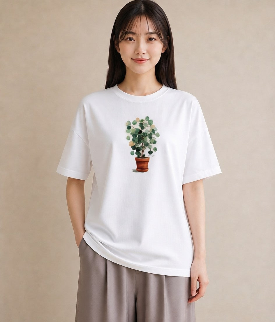グラフィックTシャツ レディース 夕暮れ バルコニー 夕焼け ナチュラル アンティーク イラスト お洒落 クリスマス 旅行 白T