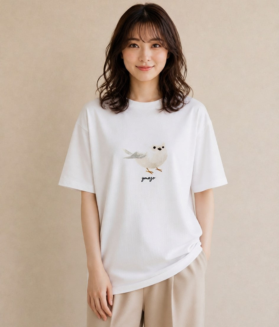 半袖Tシャツ レディース 白文鳥 ペット 動物 イラスト ゆるかわ お揃い 親子 白T