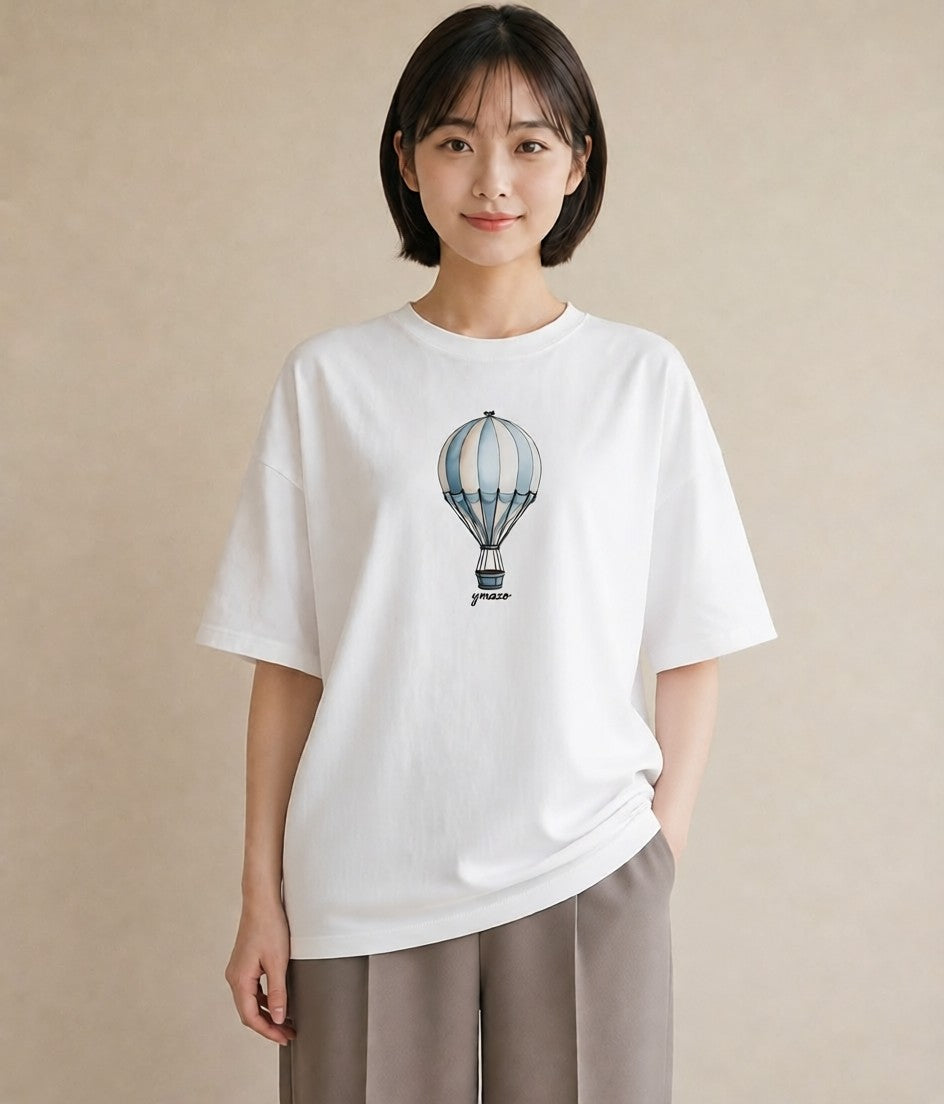 半袖Tシャツ レディース 紙風船 和紙 ナチュラル アンティーク イラスト 線画 ギフト 母の日 白T