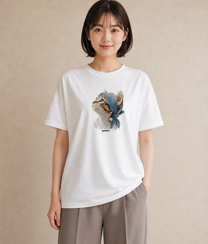 デザインTシャツ レディース 愛猫 猫 ねこ イラスト ボタニカル レイヤード 友達ギフト 白T