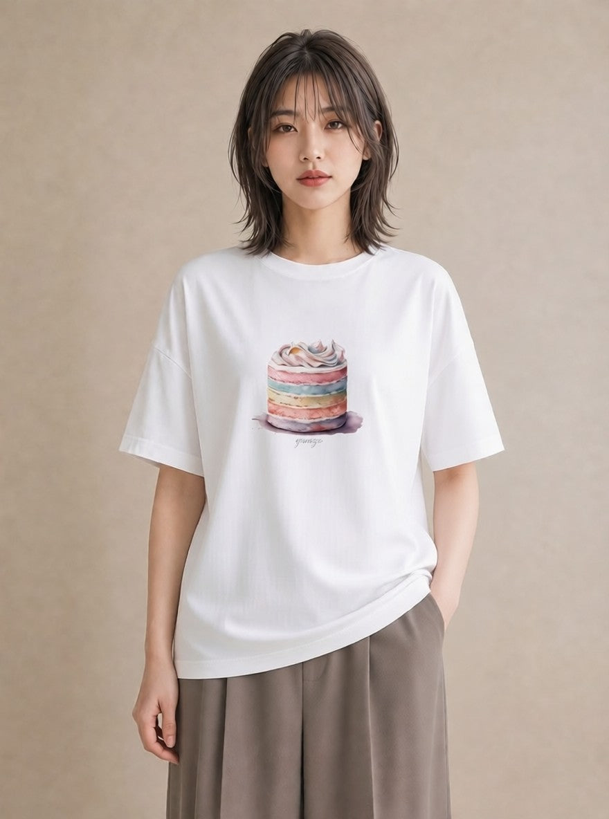 Tシャツ レディース マフィン 食べ物 フード イラスト シック 通学 誕生日プレゼント 白T