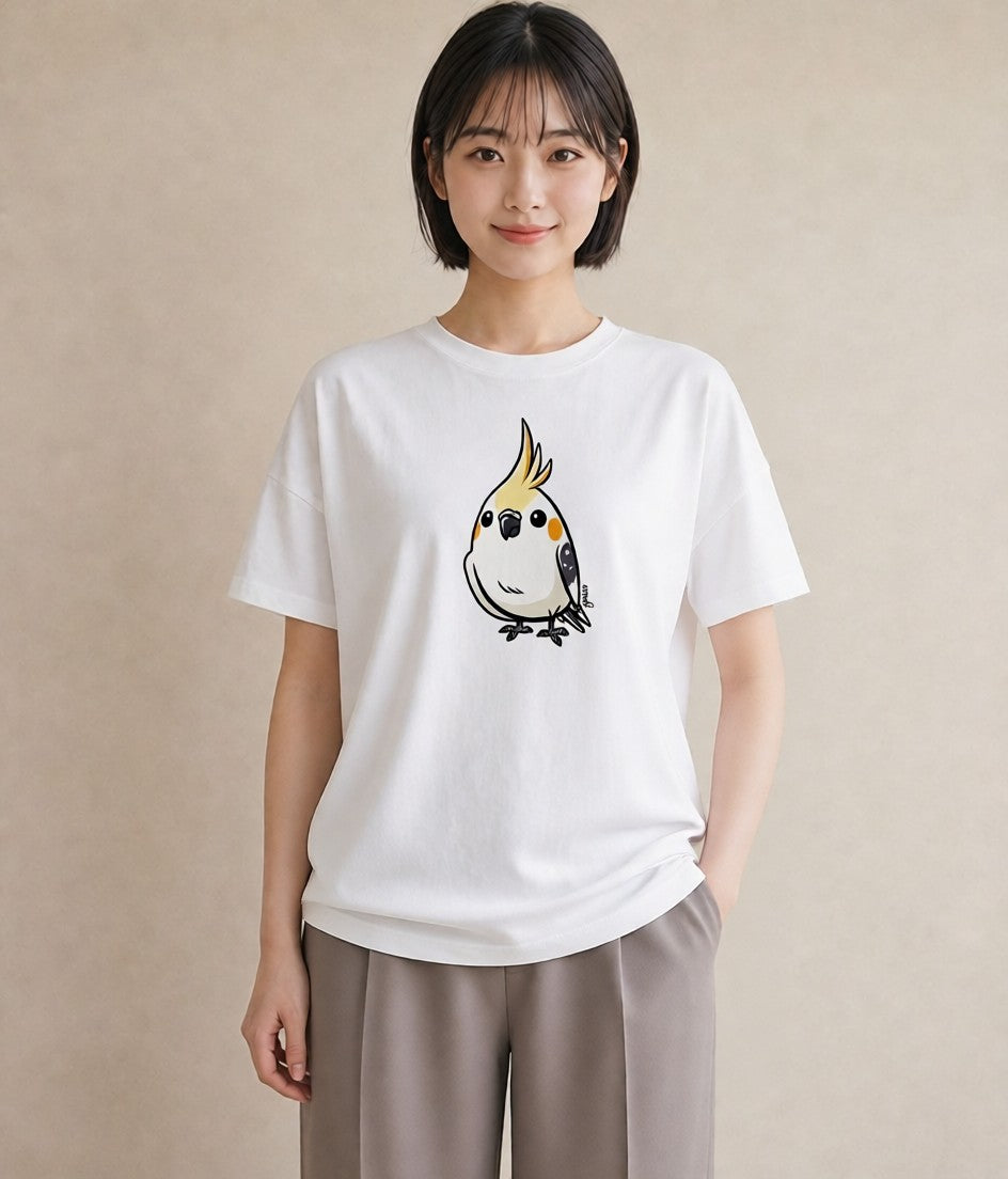 Tシャツ レディース オカメインコ ペット 動物 イラスト 韓国風 デート 帰省 白T