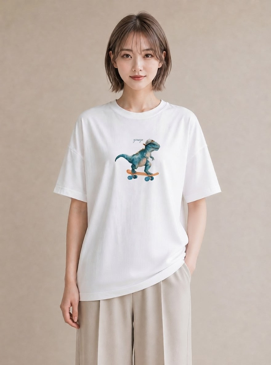 デザインTシャツ レディース ヤモリ ペット 動物 イラスト 淡色 ペアコーデ 秋コーデ 白T