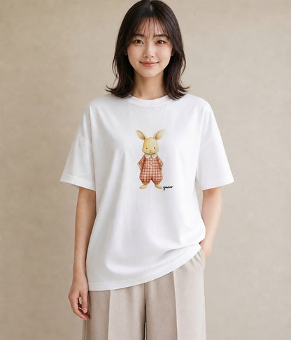 プリントTシャツ レディース うさちゃん ペット 動物 イラスト 可愛い ホワイトデー 春服 白T