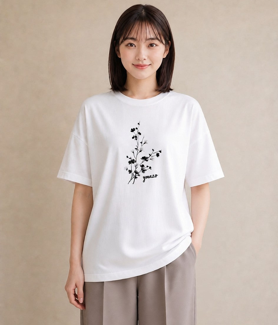 Tシャツ レディース さくら 桜 桜の枝 イラスト 手描き風 自分用 ルームウェア 白T
