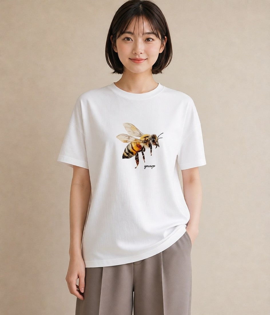 プリントTシャツ レディース ハニー 食べ物 フード イラスト ヴィンテージ風 クリスマス 旅行 白T