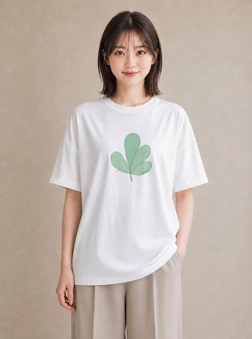 プリントTシャツ レディース ユーカリ 植物 ボタニカル イラスト モード 部屋着 女性向けギフト 白T