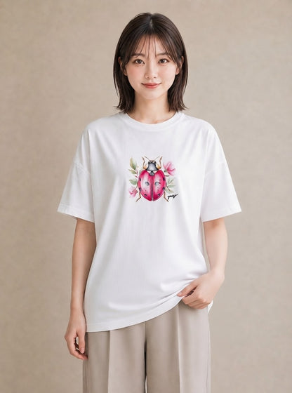 デザインTシャツ レディース クワガタ 昆虫 虫 イラスト カフェコーデ デート 帰省 白T