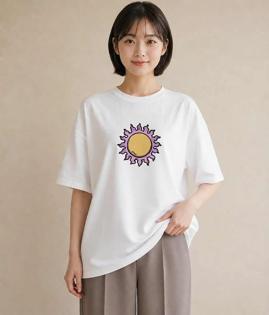 プリントTシャツ レディース 太陽 星空 宇宙 イラスト 可愛い お揃い 親子 白T