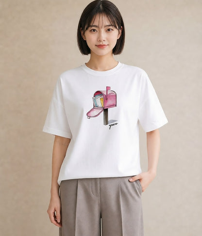 プリントTシャツ レディース ポスト 野の花 レトロ ナチュラル アンティーク イラスト こなれ感 おしゃれギフト 社会人 白T