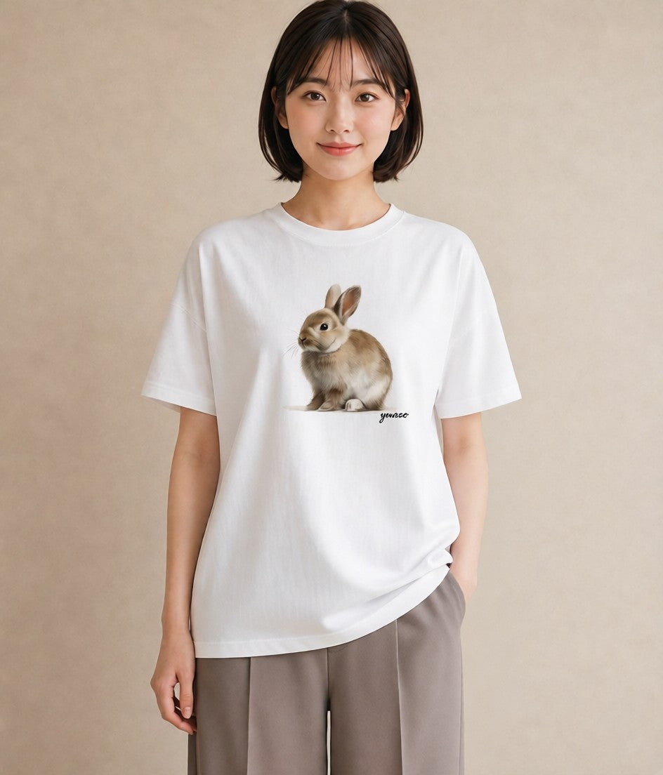デザインTシャツ レディース デグー ペット 動物 イラスト きれいめカジュアル ミセス 春コーデ 白T