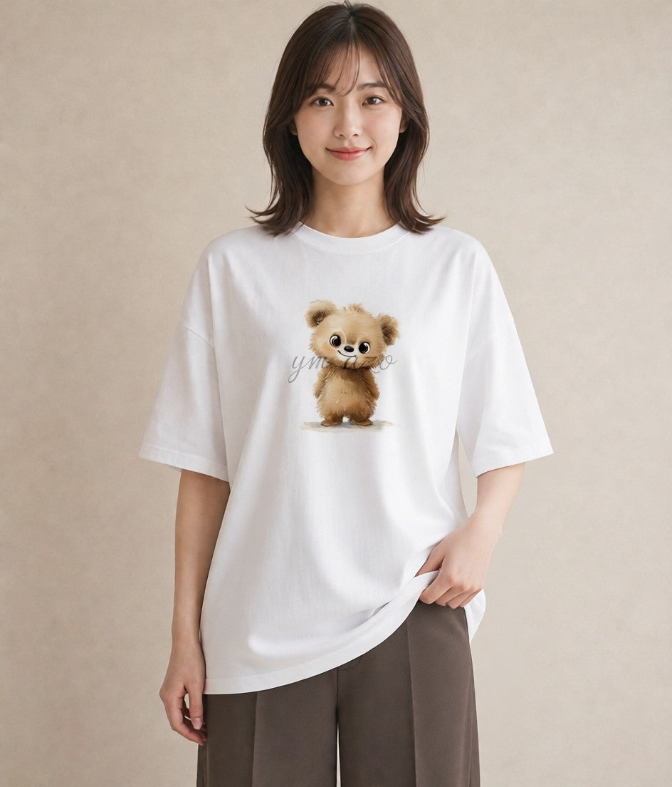 Tシャツ レディース くま クマ ベア 動物 アニマル イラスト きれいめ ルームウェア ギフト 白T