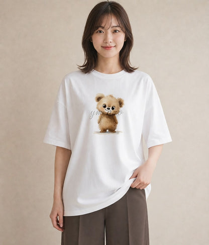 Tシャツ レディース くま クマ ベア 動物 アニマル イラスト きれいめ ルームウェア ギフト 白T