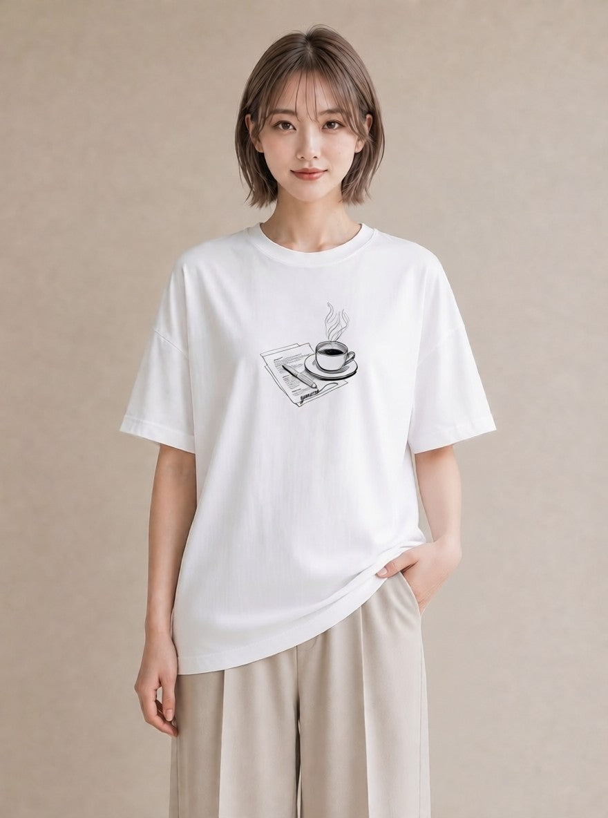 プリントTシャツ レディース 本 読書 ブック イラスト ユニーク 女子会 お揃い 白T