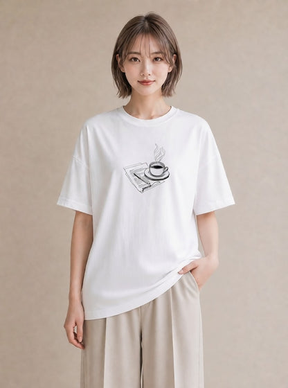プリントTシャツ レディース 本 読書 ブック イラスト ユニーク 女子会 お揃い 白T
