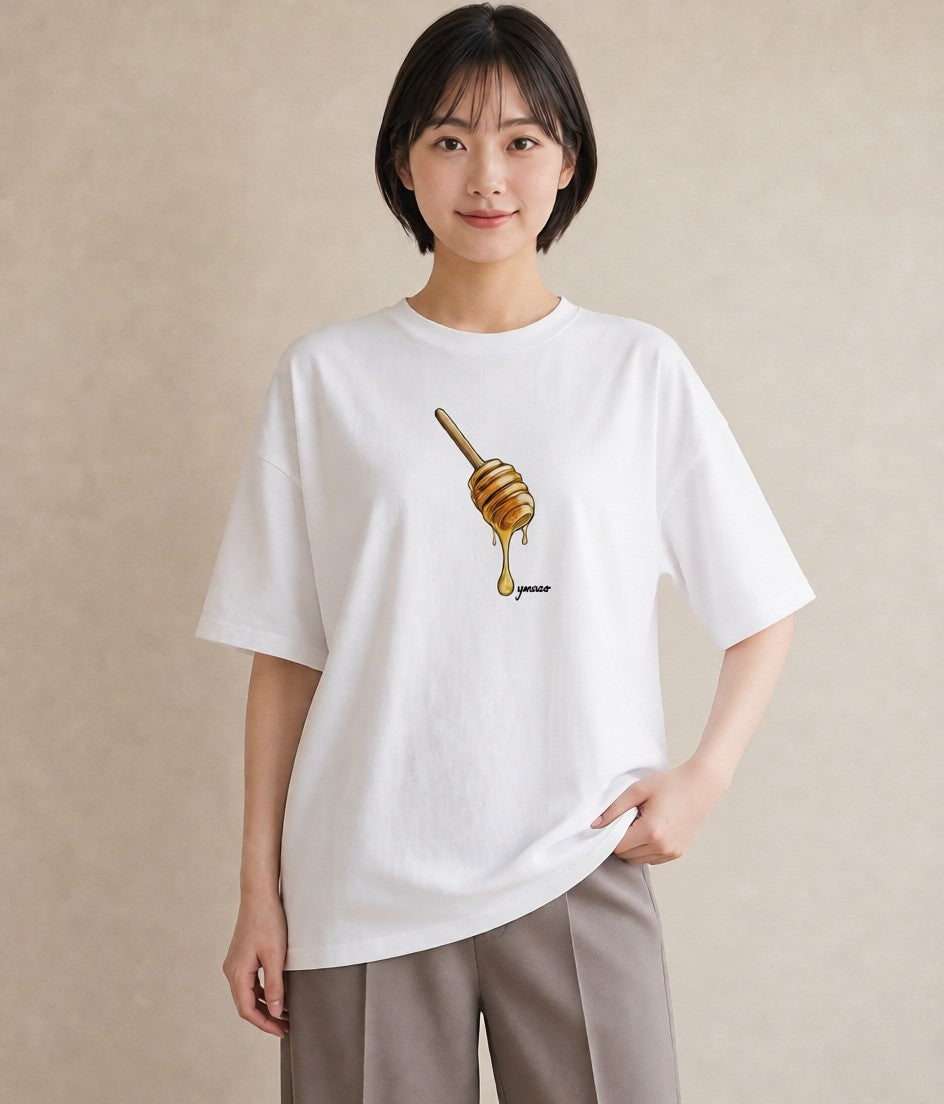 プリントTシャツ レディース はちみつ 食べ物 フード イラスト 春コーデ 姉妹 白T