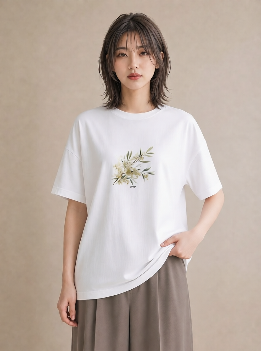 プリントTシャツ レディース すずらん 花 花柄 イラスト 抜け感 旅行用 海 白T