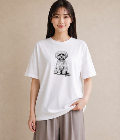 Tシャツ レディース マルチーズ 犬 いぬ イラスト 上品 ギフト 母の日 白T