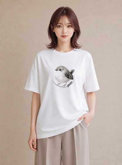プリントTシャツ レディース マメルリハ ペット 動物 イラスト 上品 デート 帰省 白T