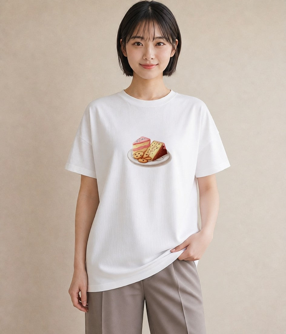 プリントTシャツ レディース クッキー 食べ物 フード イラスト ナチュラル 友達ギフト 部屋着 白T