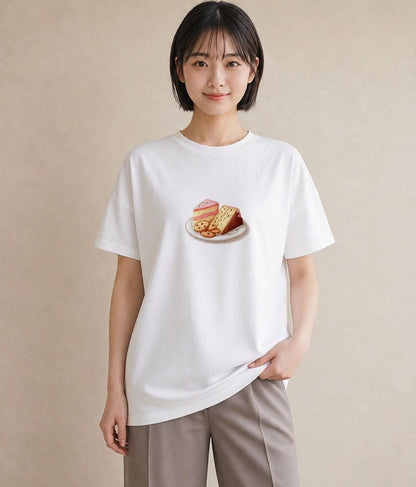 プリントTシャツ レディース クッキー 食べ物 フード イラスト ナチュラル 友達ギフト 部屋着 白T