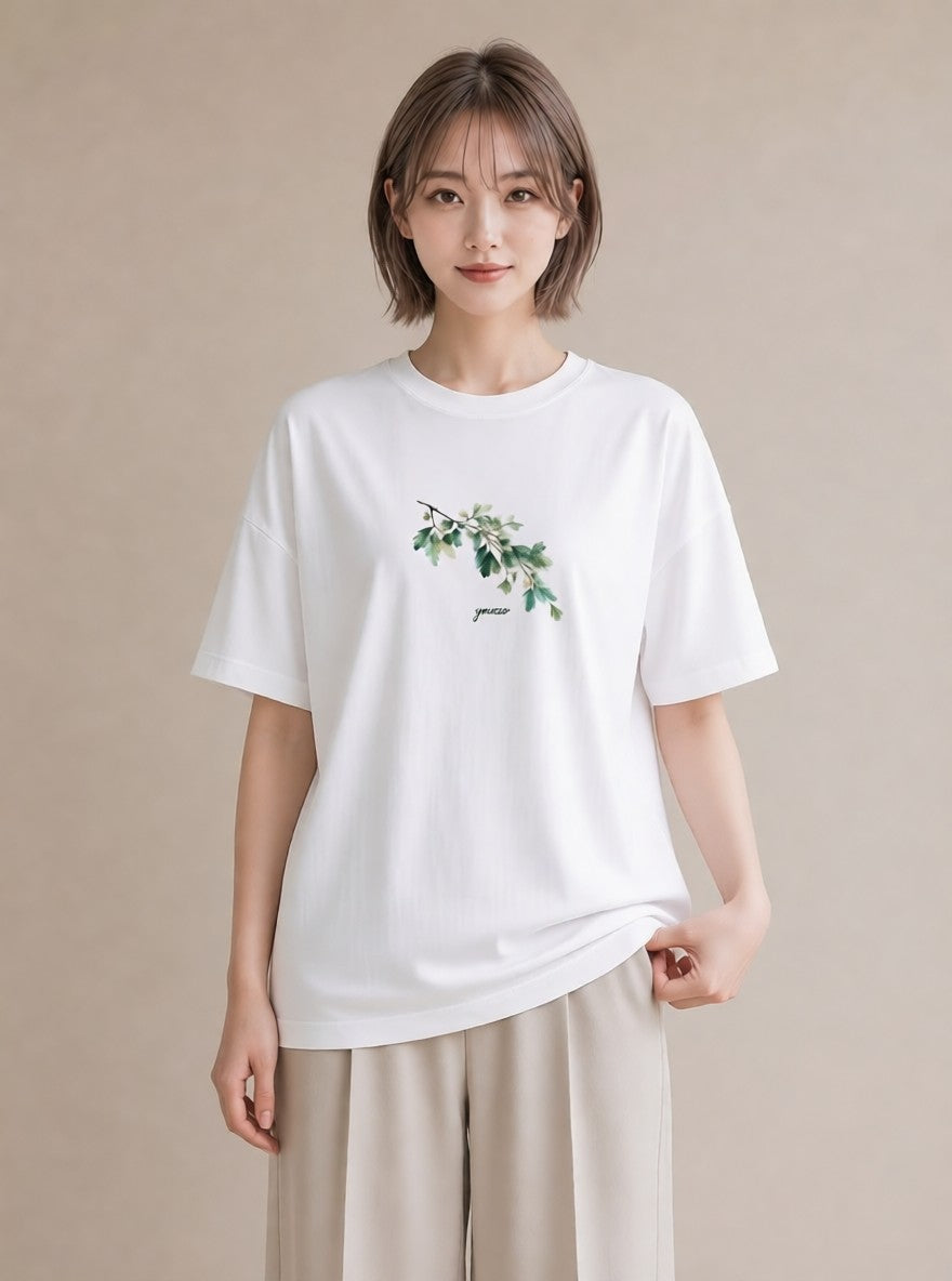 デザインTシャツ レディース つる 植物 ボタニカル イラスト シック 旅行 母娘コーデ 白T
