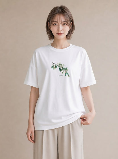 デザインTシャツ レディース つる 植物 ボタニカル イラスト シック 旅行 母娘コーデ 白T