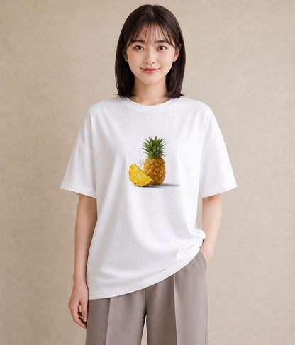 Tシャツ レディース パイナップル 食べ物 フード イラスト ガーリー 母娘コーデ 自分用 白T