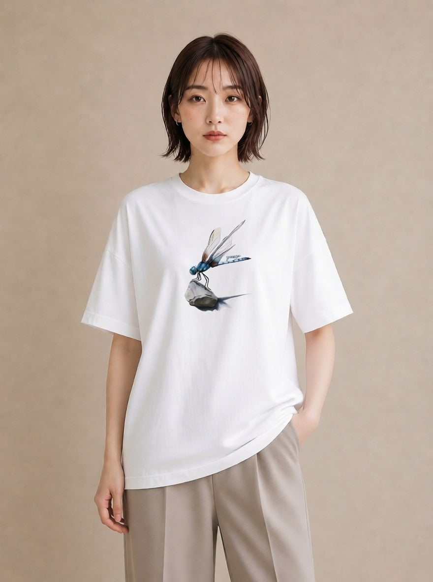 デザインTシャツ レディース とんぼ 昆虫 虫 イラスト 水彩風 女性向けギフト 散歩 白T