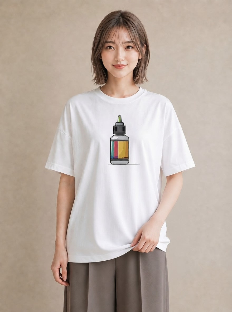 プリントTシャツ レディース ミルク 食べ物 フード イラスト ナチュラル 買い物 夏コーデ 白T